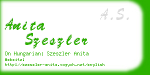 anita szeszler business card